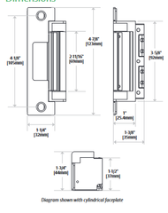 HES 4500C Grade 1 Fire Rated Electric Strike, Low Profile, Satin Stainless Steel