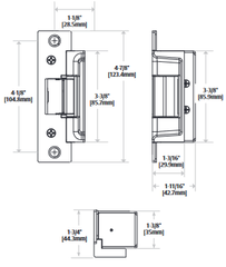 HES 7000C Grade 1 Electric Strike, Fail Safe/Fail Secure, 12/24 VDC, Satin Stainless Steel