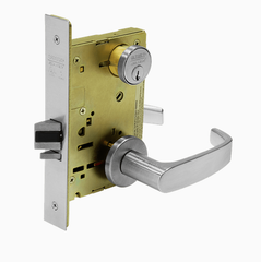Sargent 70RX-8271-12V LNP Fail Secure, 12V Electrified Mortise Lock, LN Rose, P Lever, SFIC Prep Less Core, RX Switch, Satin Chrome