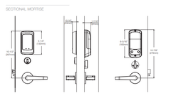 ACCENTRA (Formerly Yale) NTM617-NR NexTouch Sectional Mortise Lock w/Pushbutton Keypad - Cylinder Override -w/Thumbturn