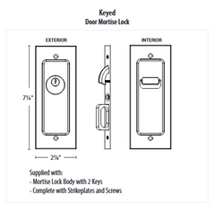 Emtek Modern Rectangular Pocket Door Keyed Mortise Lock