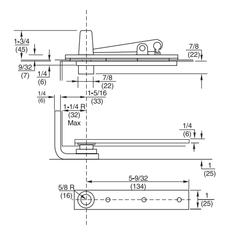 Rixson 127-3/4 Center Hung Side Jamb Attached Pivot Set (Includes 320 Top Pivot)