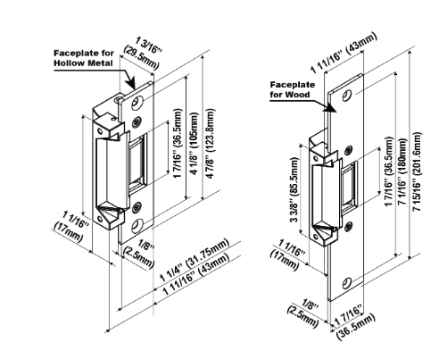 Cal-Royal ES1433 Grade 1 Universal Electric Strike - Aluminum
