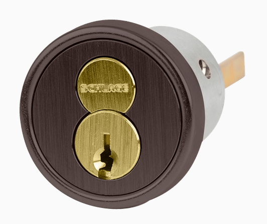 Schlage 20-057  FSIC Rim Cylinder, 6-pin, C Keyway, 1 Bitted, Convertible Tailpiece Cam, 2 Keys