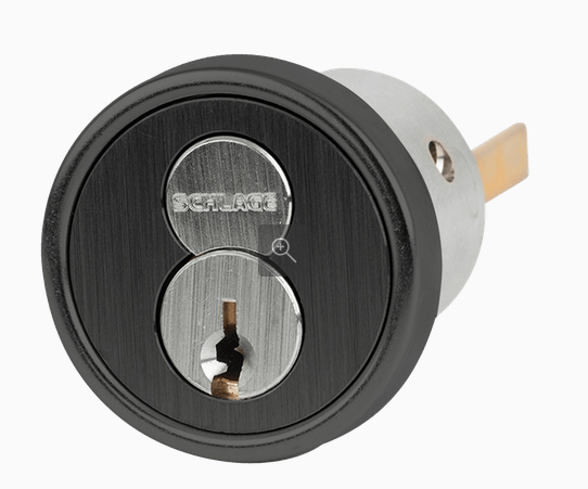 Schlage 20-057  FSIC Rim Cylinder, 6-pin, C Keyway, 1 Bitted, Convertible Tailpiece Cam, 2 Keys