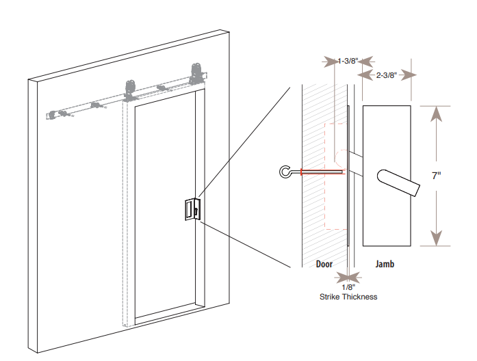 Emtek Modern Rectangular with Integrated Strike Barn Door Privacy Lock