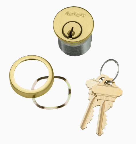 Schlage 30-001 1-1/8" Mortise Cylinder, 6-pin, C Keyway, Keyed Different, Schlage L Cam, Compression Ring & Spring, 2 Keys