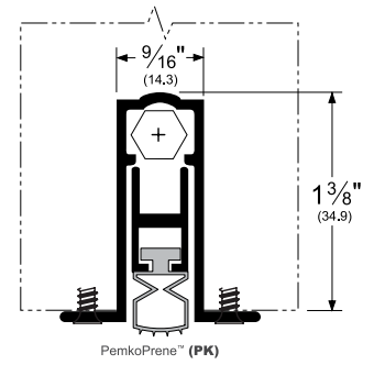 Pemko 411APKL Full Mortise Automatic Door Bottom, Aluminum, PemkoPrene™ Insert, Low Closing Force