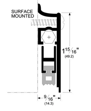 Pemko 412CRL Surface Mounted Automatic Door Bottom with Sponge Neoprene Insert, 3/4" Max Drop