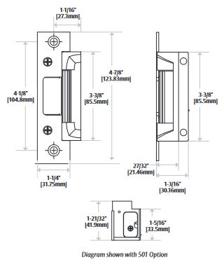 HES 5200C Grade 1 Electric Strike, Fail Safe/Fail Secure, 12/24 VDC, Satin Stainless Steel