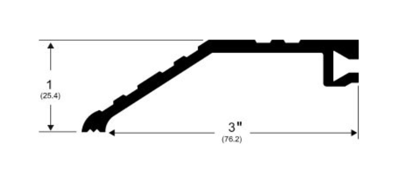 Pemko 566 Offset Half Saddle Threshold - 3" by 1", Mill Aluminum or Dark Bronze Finish