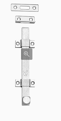 Rockwood 580-8 Surface Bolt, 8" Bolt Lenght, Satin Chrome