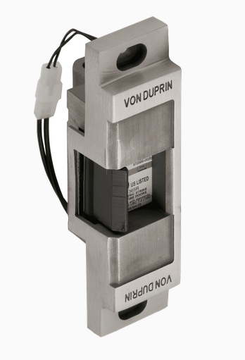 Von Duprin 6111 12V Grade 1 Fire-Rated Electric Strike for Rim Exit Devices, Satin Stainless Steel Finish