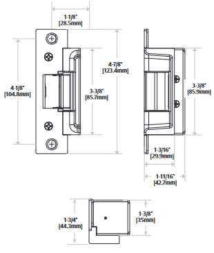 HES 7000C Grade 1 Electric Strike, Fail Safe/Fail Secure, 12/24 VDC, Satin Stainless Steel