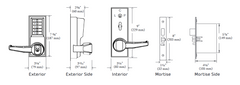 DormaKaba 8100 Series Mortise Combination Lever Lock, Key Override, Passage, Lockout