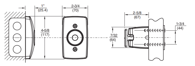 Rixson 998M Long Armature Electromagnetic Door Holder/Release - Wall Mounted