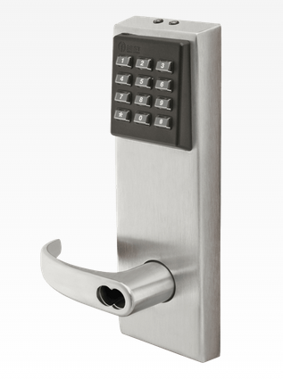 BEST 9KZ37DV14KPS3626 9KZ Keypad EZ Cylindrical Lock, 2-3/4" Backset, 7-Pin Housing; DV with Key Function, Curved with Return, Keypad Trim, ANSI Strike, Satin Chrome