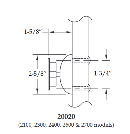 ABH 20020 Standard Door Armature Assembly Only- 1 5/8" Projection