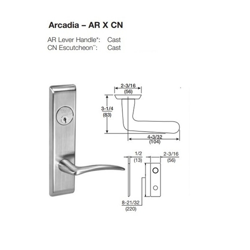 ACCENTRA (Formerly Yale) 8865FL Grade 1 Bathroom Mortise Lever Lock - Thumbturn BOTH Sides