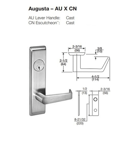ACCENTRA 8865FL Grade 1 Bathroom Mortise Lever Lock - Thumbturn BOTH Sides
