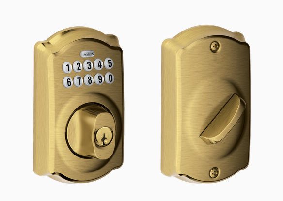 Schlage BE365 CAM Grade 2 Pushbutton Deadbolt Lock, Camelot Trim