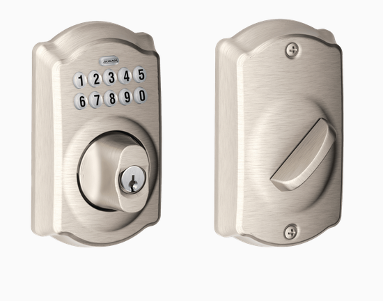 Schlage BE365 CAM Grade 2 Pushbutton Deadbolt Lock, Camelot Trim