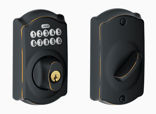 Schlage BE365 CAM Grade 2 Pushbutton Deadbolt Lock, Camelot Trim