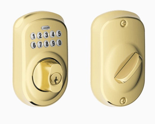 Schlage BE365 PLY Grade 2 Pushbutton Deadbolt Lock, Plymouth Trim