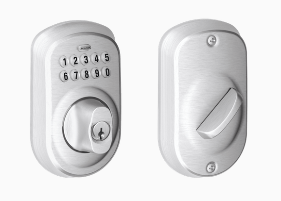 Schlage BE365 PLY Grade 2 Pushbutton Deadbolt Lock, Plymouth Trim