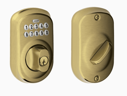 Schlage BE365 PLY Grade 2 Pushbutton Deadbolt Lock, Plymouth Trim