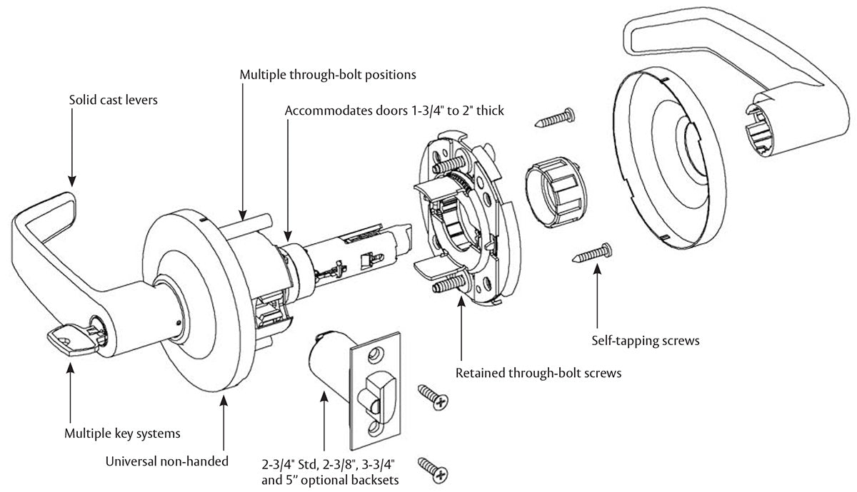 Sargent 28-10G04 LL 26D Grade 1 Storeroom Cylindrical Lock, L Lever, Conventional Cylinder, Satin Chrome Finish