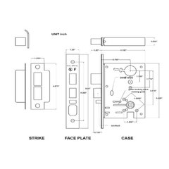 Cal-Royal NM8440 Grade 1 Privacy Mortise Lock with Deadbolt