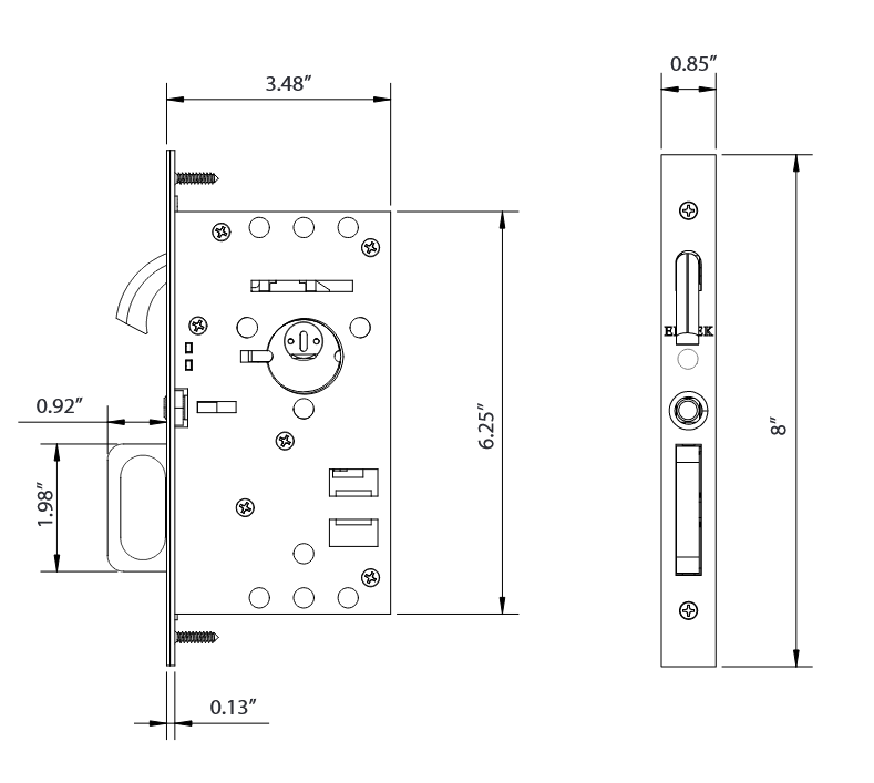 Emtek Modern Rectangular Pocket Door Privacy Mortise Lock