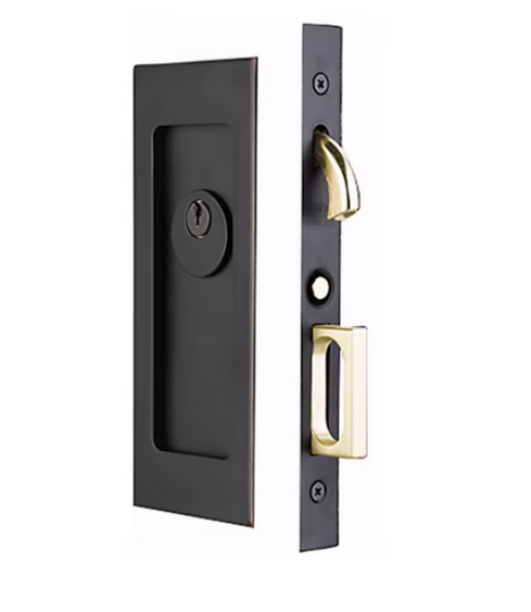 Emtek Modern Rectangular Pocket Door Keyed Mortise Lock