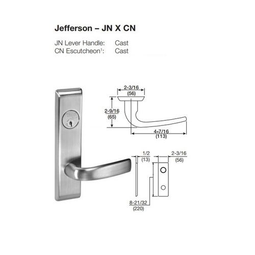 ACCENTRA (Formerly Yale) 8865FL Grade 1 Bathroom Mortise Lever Lock - Thumbturn BOTH Sides