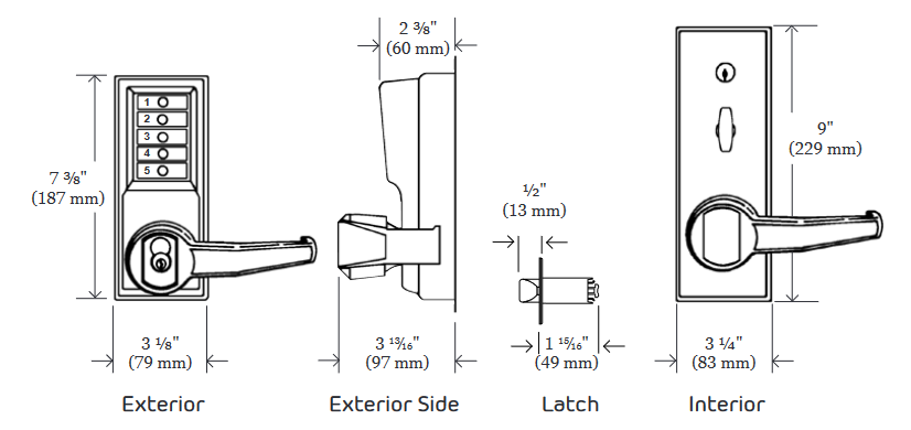 Dormakaba L1021 Simplex Mechanical Pushbutton Lever Lock with Key Override