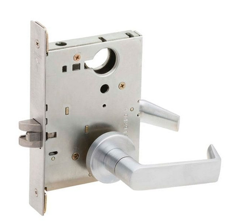 Schlage L9010 Grade 1 Mortise Passage Latch, A Rose, Satin Chrome Finish, Field Reversible