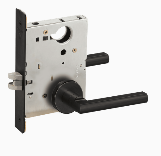 Schlage L9010 Grade 1 Passage Latch Mortise Lock, Latitude Lever, A Rose, Flat Black Coated Finish, Field Reversible