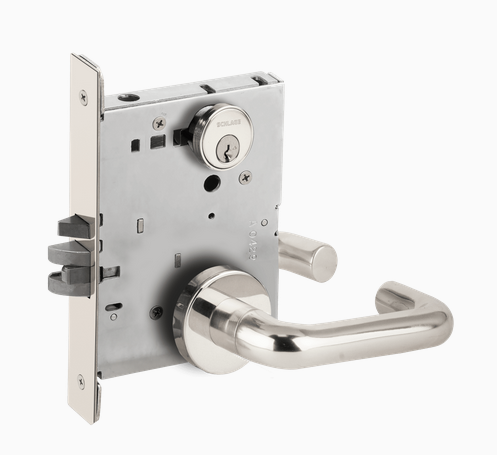 Schlage L9050P 03A Grade 1 Entrance Office Mortise Lock, Conventional Cylinder, 03 Lever, A Rose