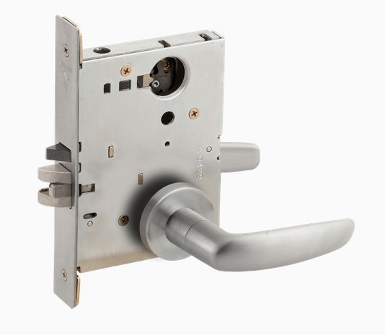 Schlage L9050L 07A Grade 1 Office and Inner Entry Mortise Lock, Less Cylinder, 07 Lever, A Rose