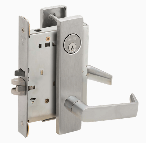 Schlage L9050P 06L Grade 1 Office and Inner Entry Mortise Lock, Conventional Cylinder, 06 Lever, L Escutcheon