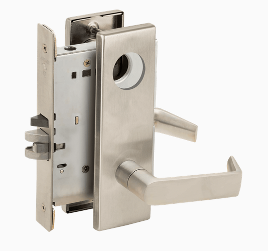 Schlage L9080L 06N Grade 1 Storeroom Mortise Lock, Less Cylinder, 06 Lever, N Escutcheon