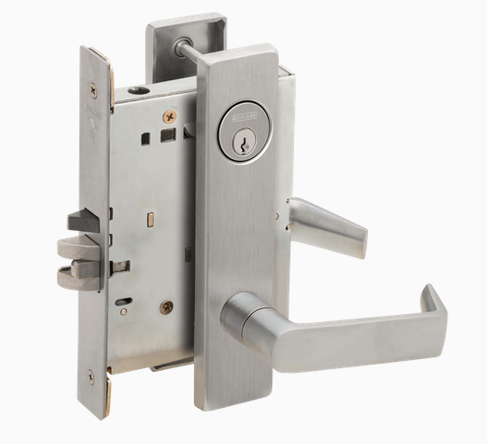 Schlage L9080P 06L Grade 1 Storeroom Mortise Lock, Conventional Cylinder, 06 Lever, L Escutcheon