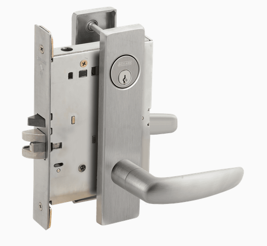 Schlage L9080P 07L Grade 1 Storeroom Mortise Lock, Conventional Cylinder, 07 Lever, L Escutcheon