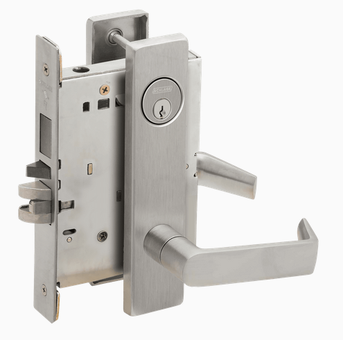 Schlage L9453P 06L Grade 1 Entrance Mortise Lock with Deadbolt, Conventional Cylinder, 06 Lever, L Escutcheon, Satin Chrome