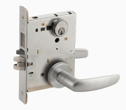 Schlage L9453P 07A Grade 1 Entrance Mortise Lock with Deadbolt, Conventional Cylinder, 07 Lever, A Rose, Satin Chrome