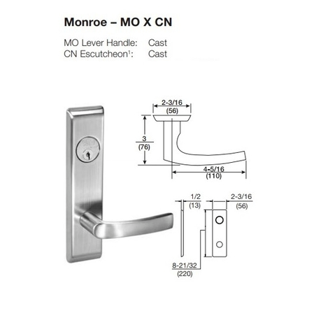 ACCENTRA 8865FL Grade 1 Bathroom Mortise Lever Lock - Thumbturn BOTH Sides
