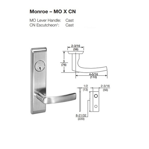 ACCENTRA (Formerly Yale) 8865FL Grade 1 Bathroom Mortise Lever Lock - Thumbturn BOTH Sides