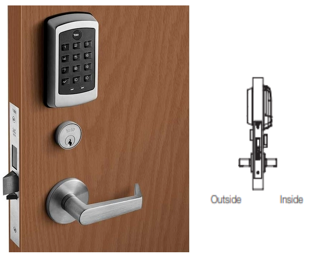 ACCENTRA (Formerly Yale) NTM617-NR NexTouch Sectional Mortise Lock w/Pushbutton Keypad - Cylinder Override -w/Thumbturn