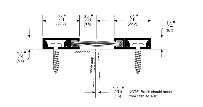 Pemko 29324CNB Brush Seal Meeting Stile Split Astragal with Snap Cover (Concealed Fasteners)